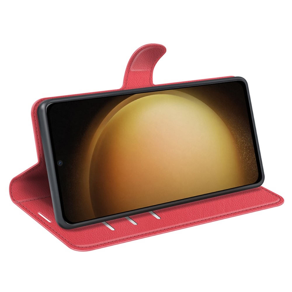 Litchi knížkové pouzdro na Samsung Galaxy S24+ - červené