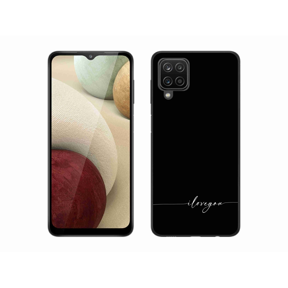 Gelový kryt mmCase na Samsung Galaxy A12 - I love you černé pozadí