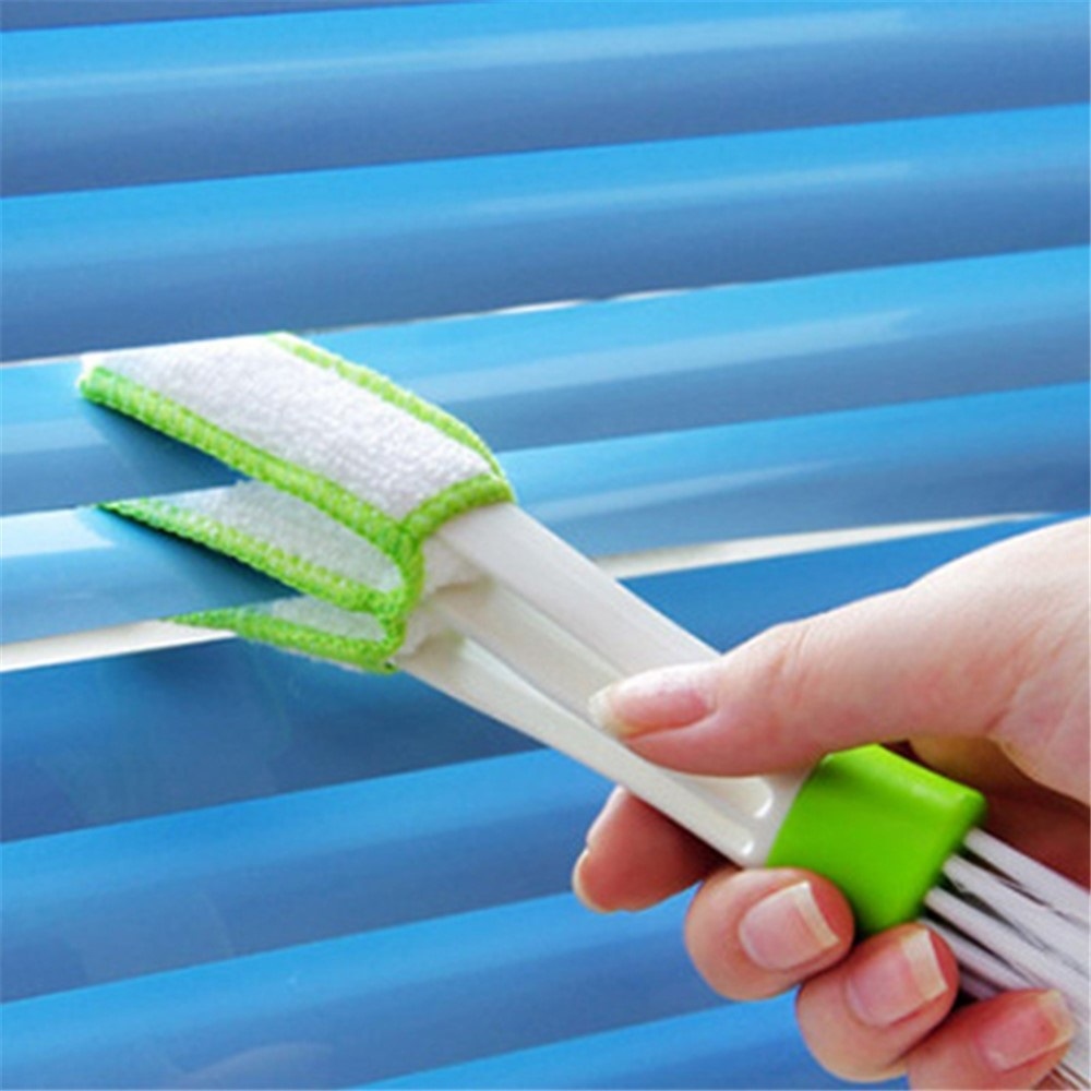 2v1 kartáček a čistič pro ventilace auta, žaluzie - bílý/zelený