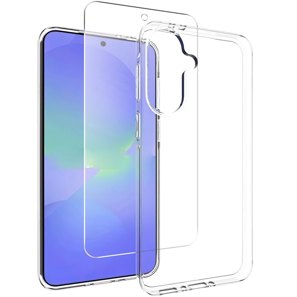 2v1 průhledný gelový obal + tvrzené sklo na Samsung Galaxy A37 5G - průhledný