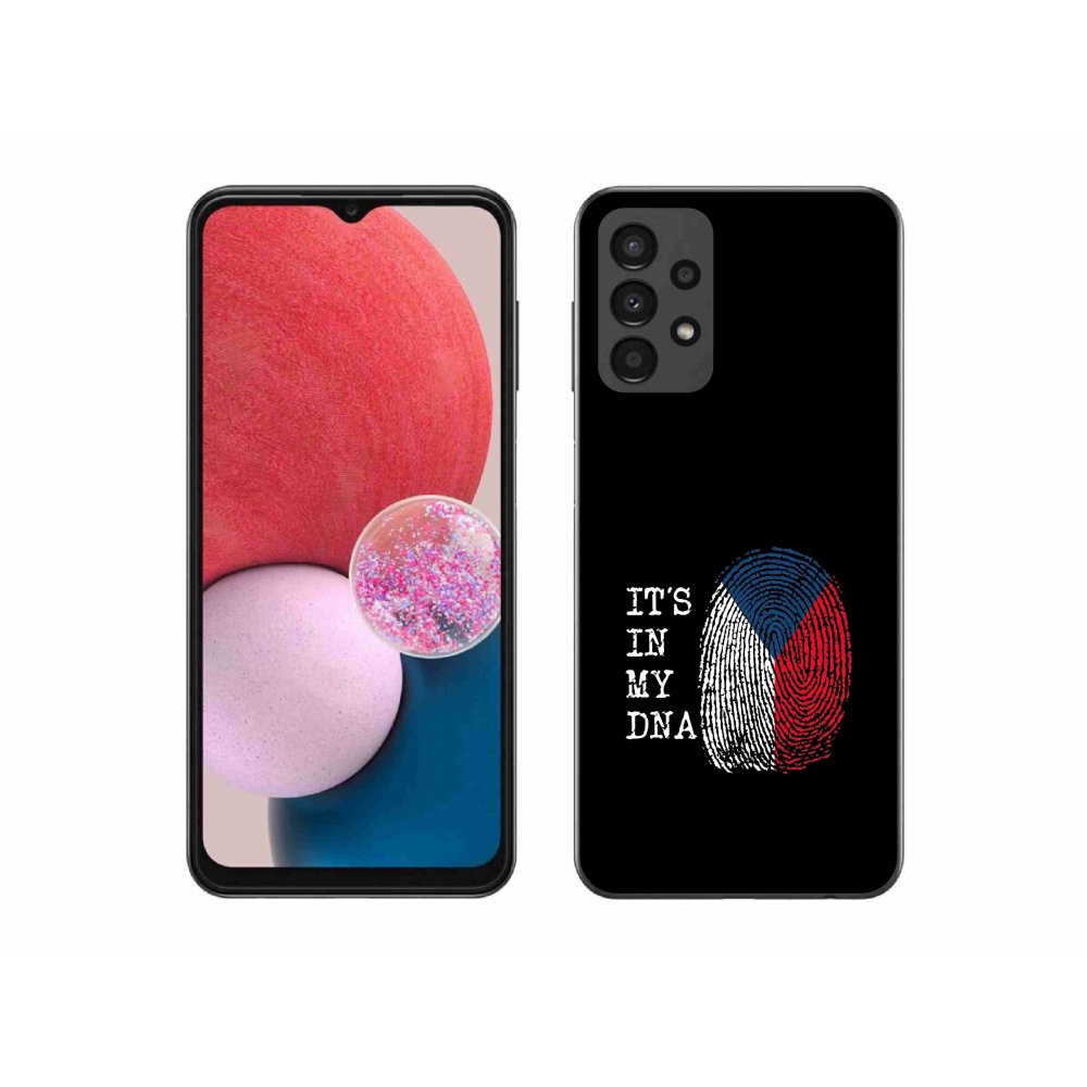 Gelový kryt mmCase na Samsung Galaxy A13 4G - vlajka otisk prstu černé pozadí