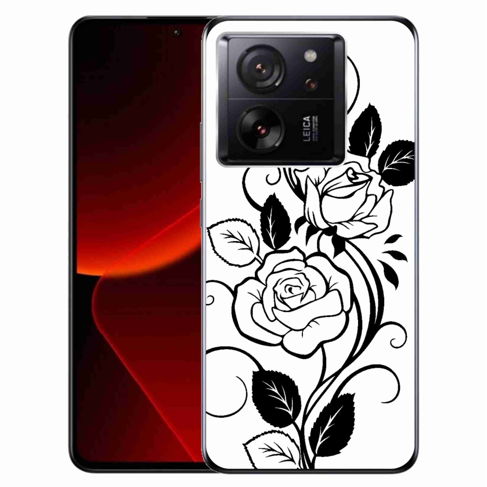 Gelový kryt mmCase na Xiaomi 13T/13T Pro - černobílá růže