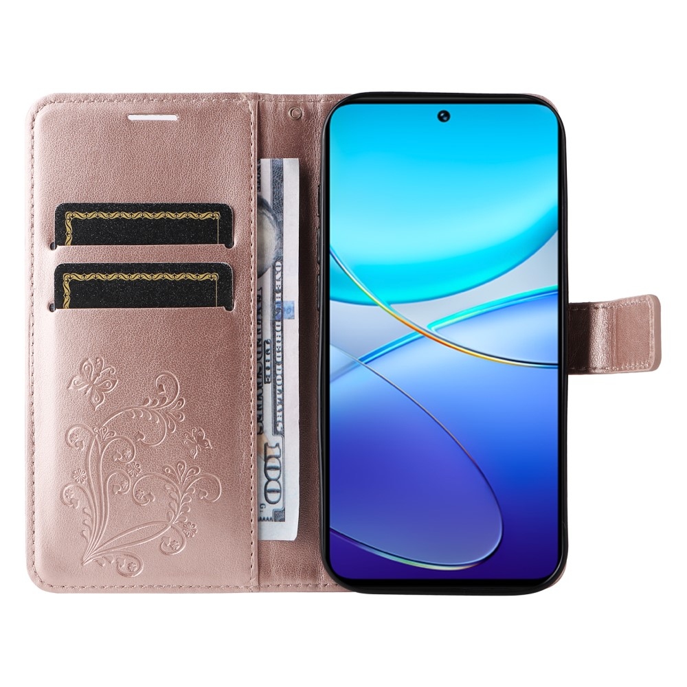 Big Butterfly knížkové pouzdro na Vivo V40 SE 4G/5G - růžovozlaté