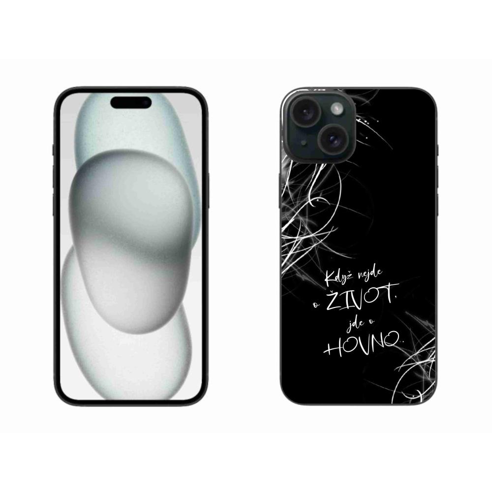Gelový kryt mmCase na iPhone 15 Plus - vtipný text 16 černé pozadí