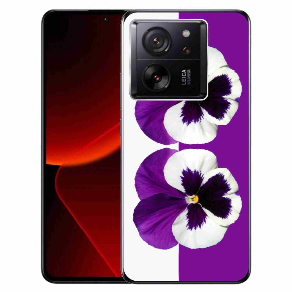 Gelový kryt mmCase na Xiaomi 13T/13T Pro - fialovobílý květ