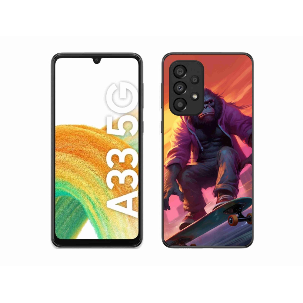 Gelový kryt mmCase na Samsung Galaxy A33 5G - gorila na skateboardu