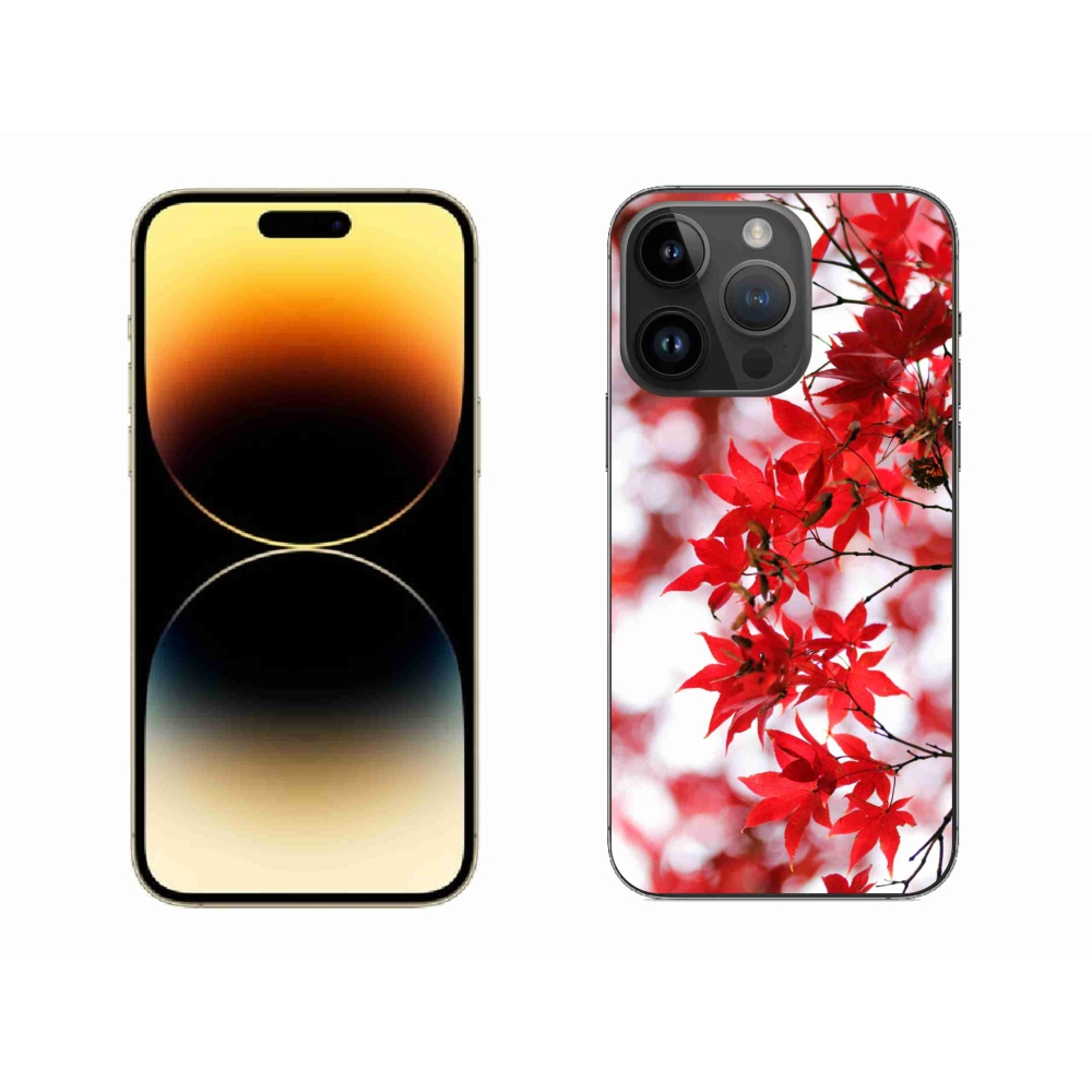 Gelový kryt mmCase na iPhone 14 Pro Max - červené listy