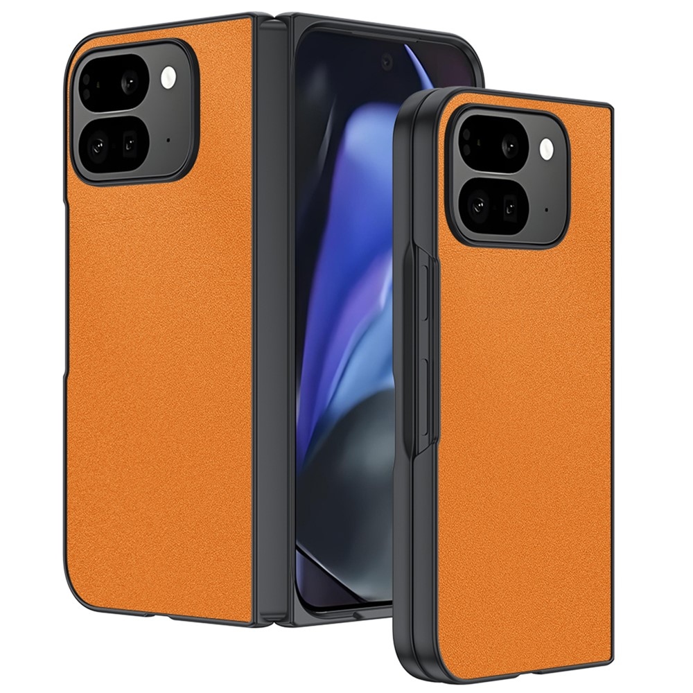 Leather plastový obal potažený umělou kůží na Google Pixel 10 Pro Fold - oranžový