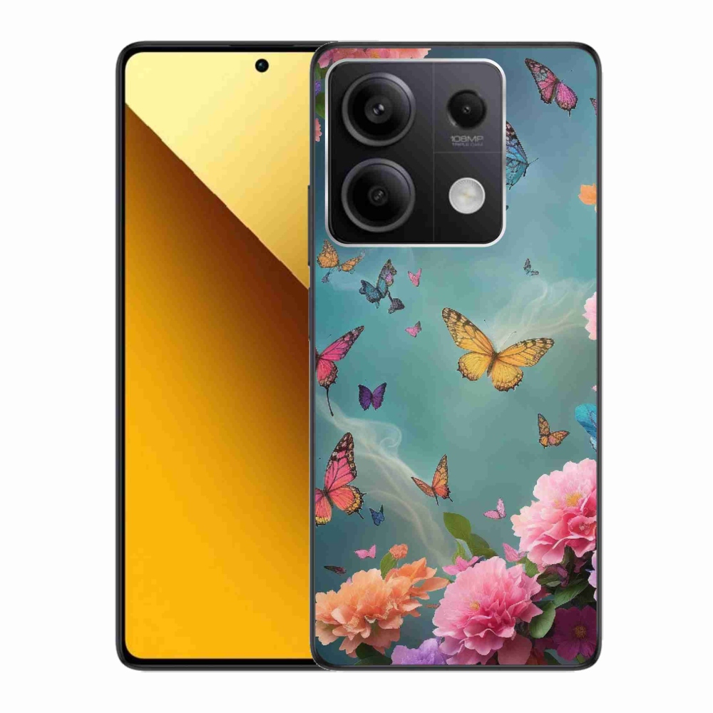 Gelový kryt mmCase na Xiaomi Redmi Note 13 5G - barevné květy a motýli
