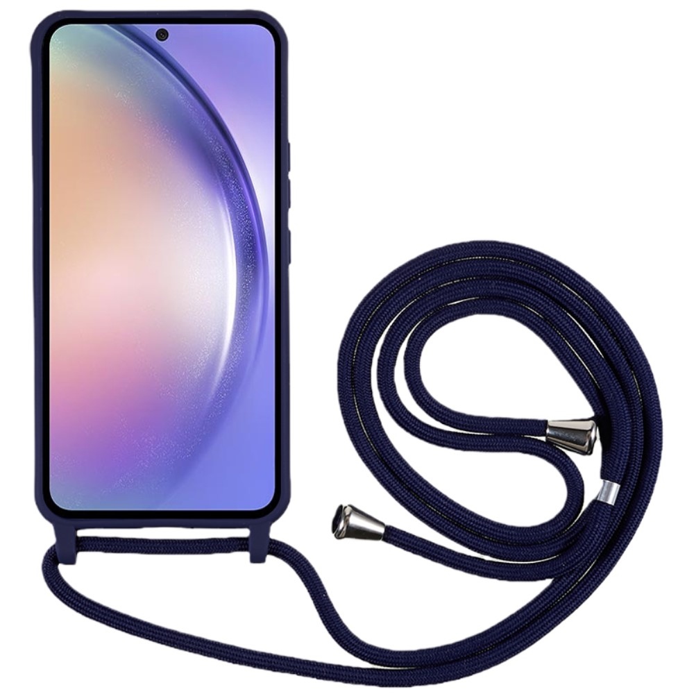 Lany gelový obal se šňůrkou na Samsung Galaxy S25+ - tmavěmodrý