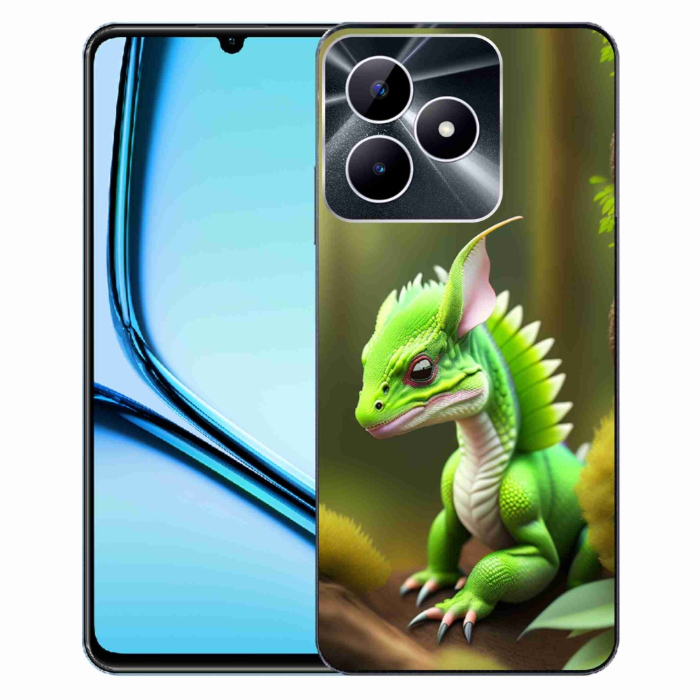 Gelový kryt mmCase na Realme Note 50 - zelený dráček