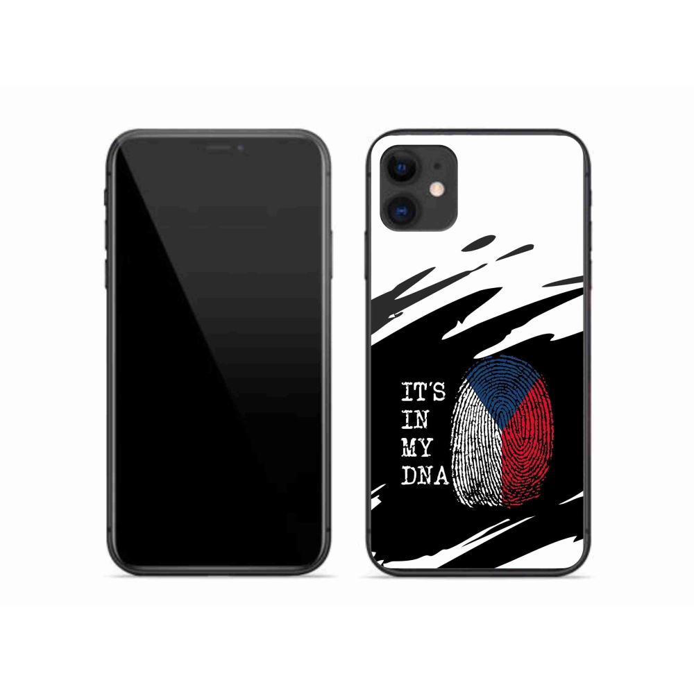 Gelový kryt mmCase na iPhone 11 - vlajka otisk prstu černobílé pozadí