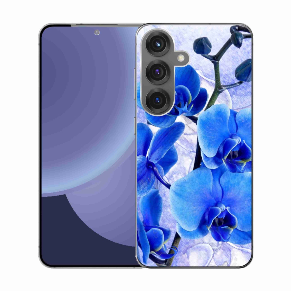 Gelový kryt mmCase na Samsung Galaxy S25 - modré květy