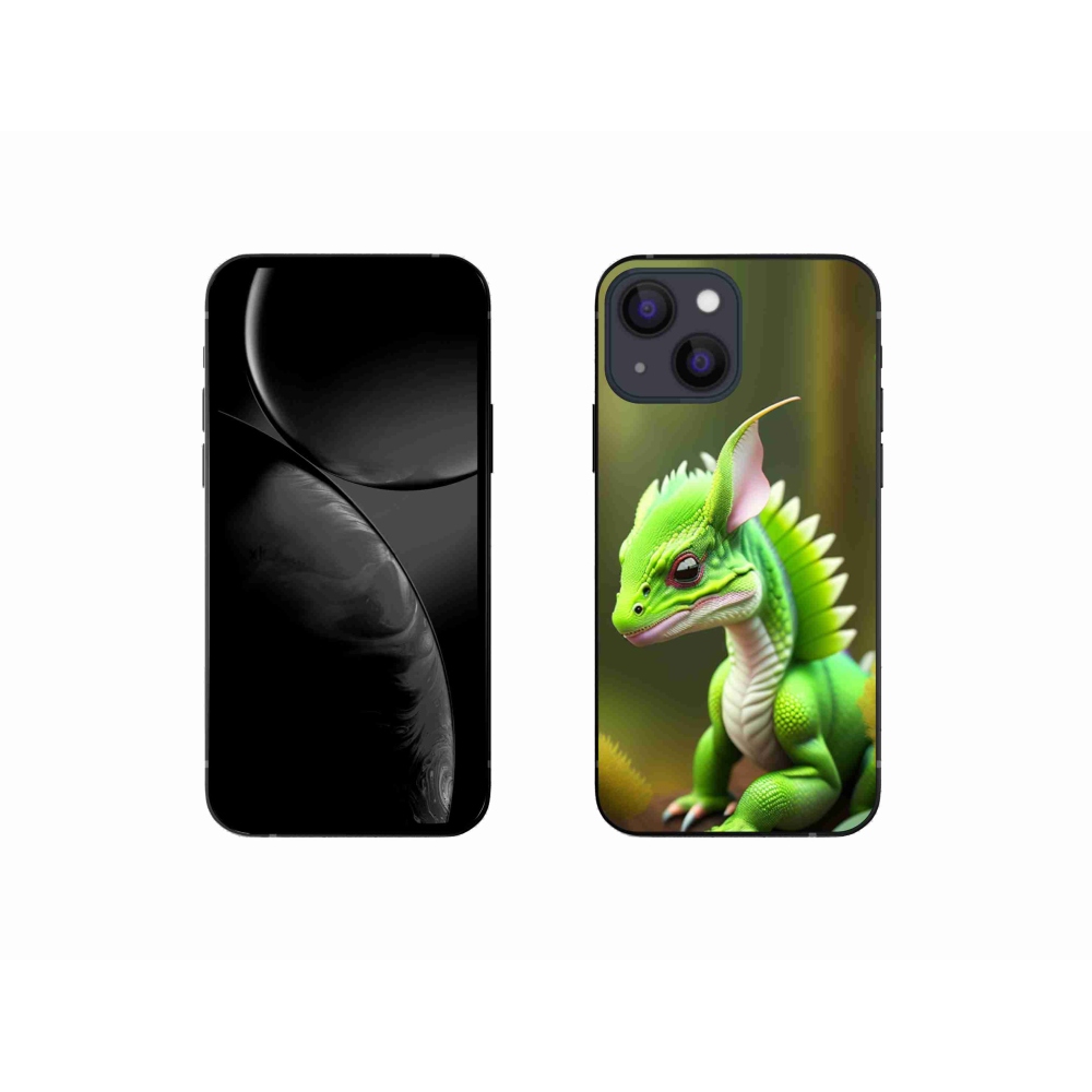 Gelový kryt mmCase na iPhone 13 mini - zelený dráček