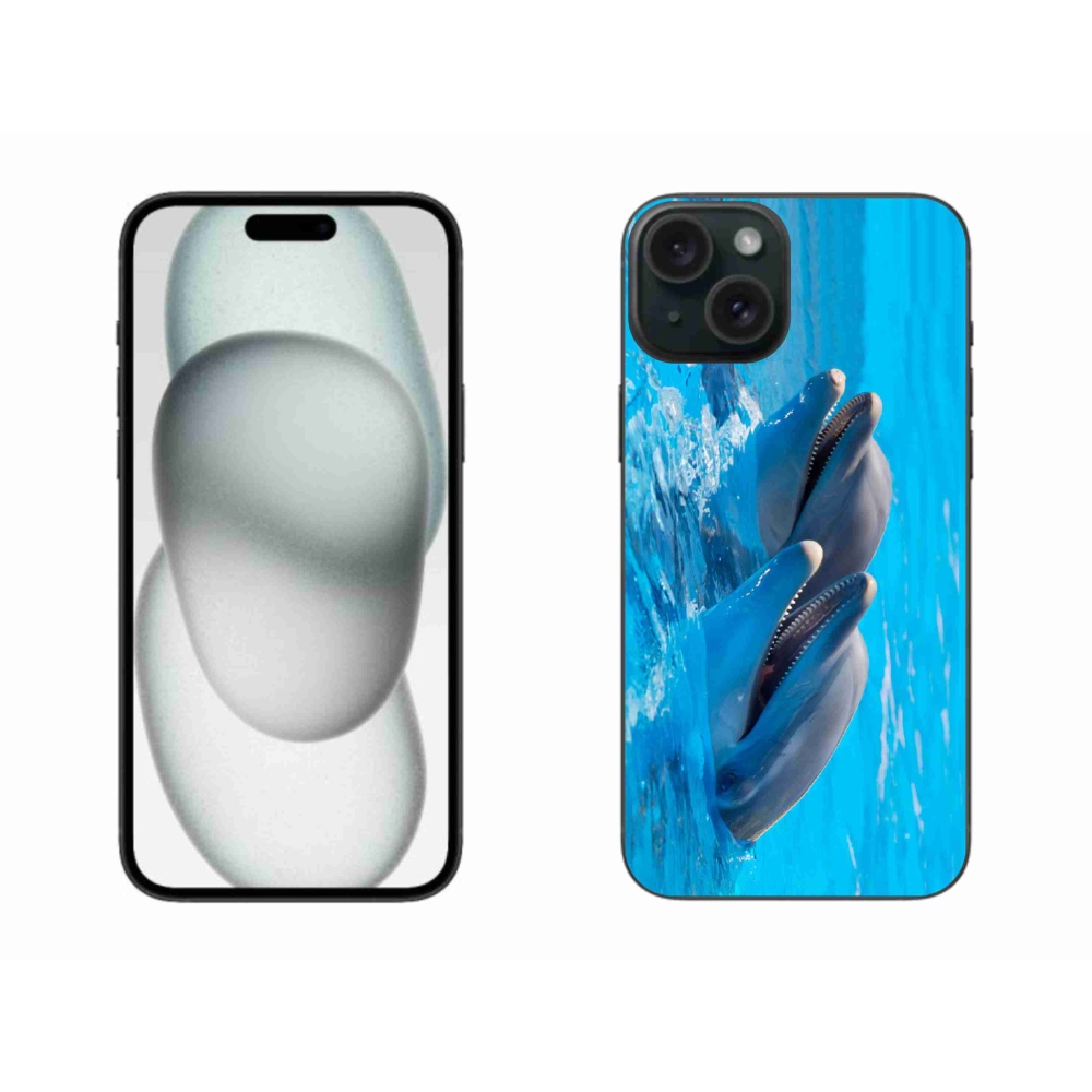 Gelový kryt mmCase na iPhone 15 Plus - delfíni