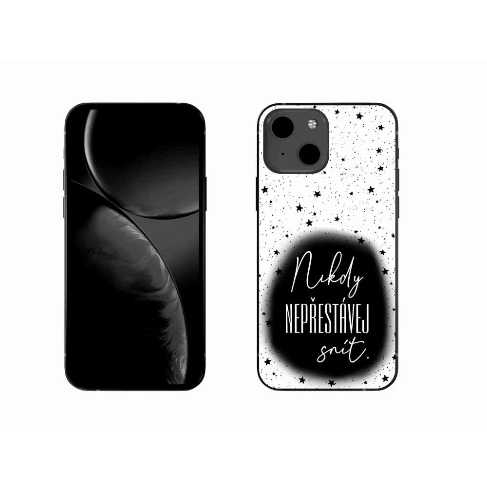 Gelový kryt mmCase na iPhone 13 6.1 - citát 1 černobílé pozadí