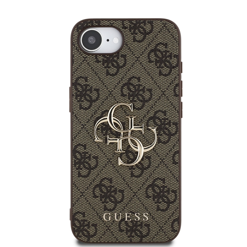 Guess PU 4G Metal Logo Zadní Kryt pro iPhone SE4 Brown