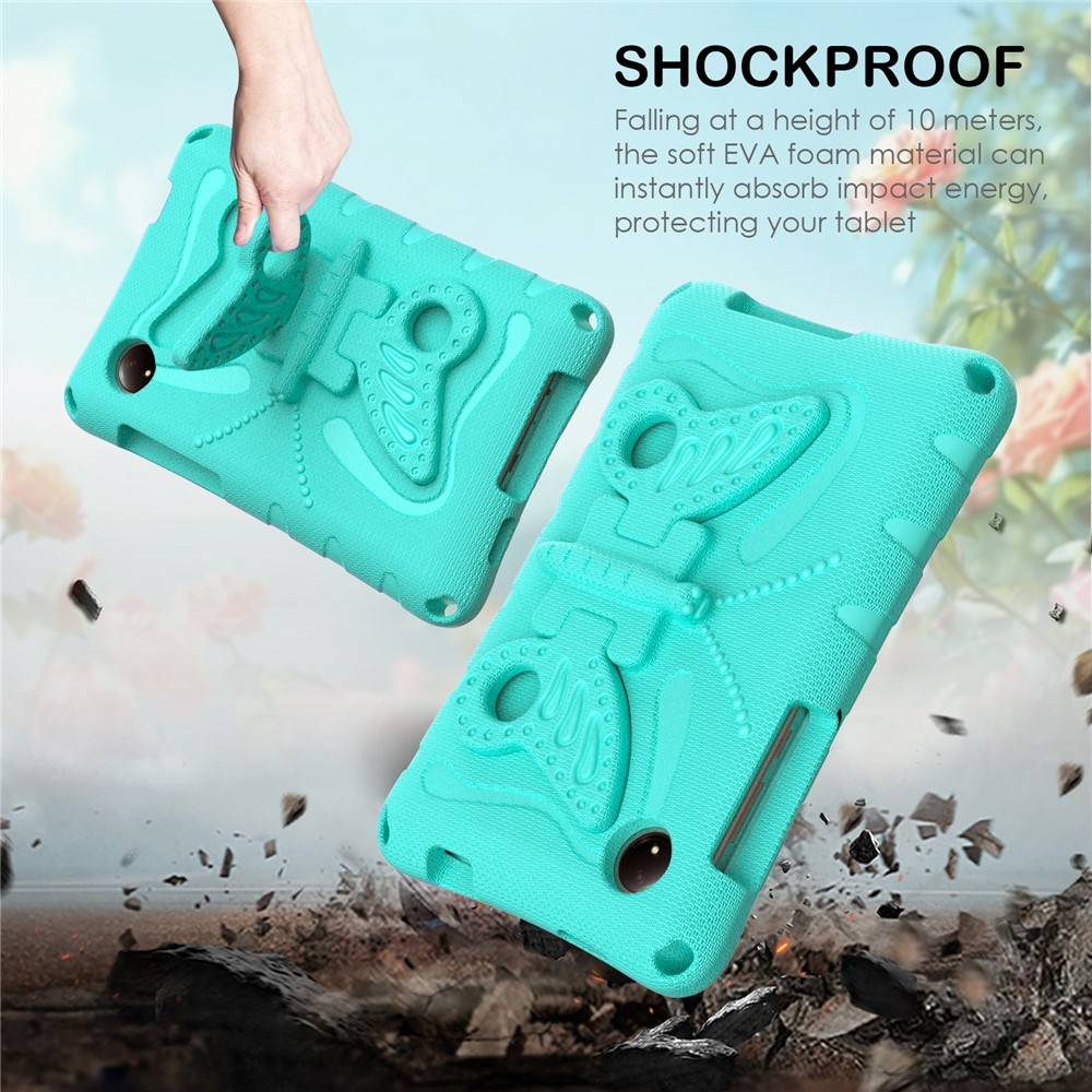 Kids Butterfly EVA odolné pouzdro s popruhem na tablet Xiaomi Redmi Pad SE 8.7 - modrozelené