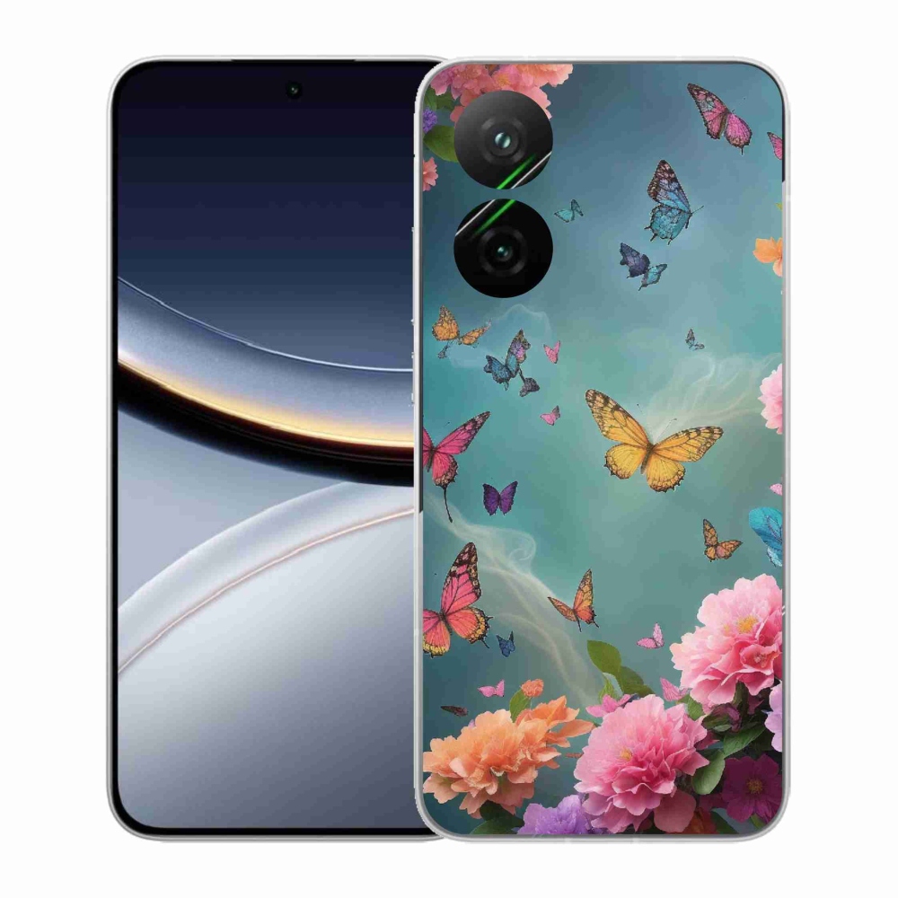 Gelový kryt mmCase na Xiaomi Poco F7 5G - barevné květy a motýli