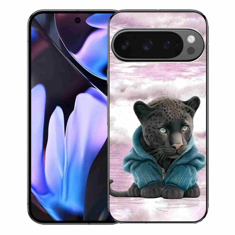 Gelový kryt mmCase na Google Pixel 9 Pro XL - černý panter ve svetru