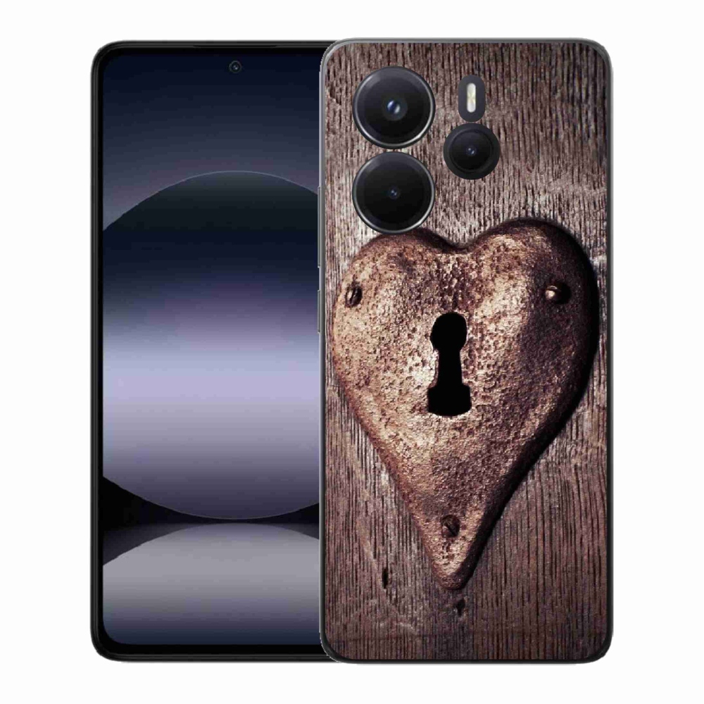 Gelový kryt mmCase na Xiaomi Redmi Note 14 - zámek ve tvaru srdce