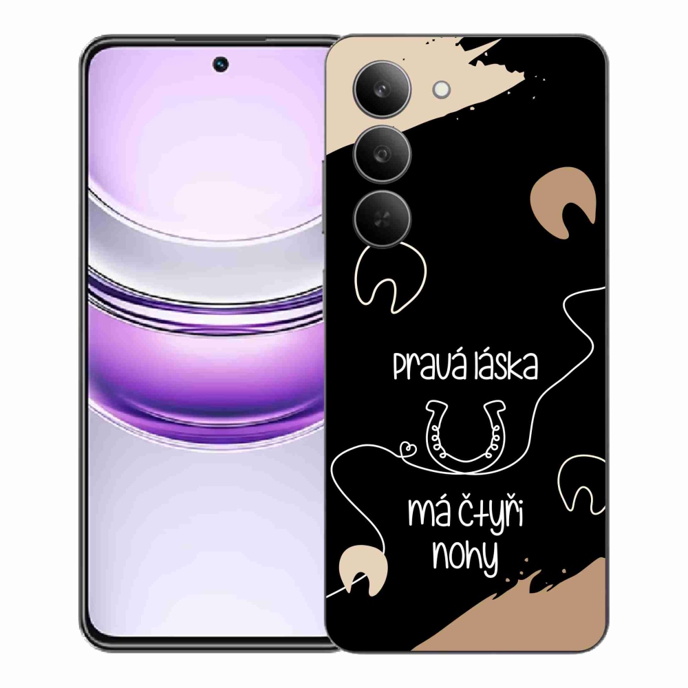Gelový kryt mmCase na Realme 14x 5G - koňský motiv černé pozadí