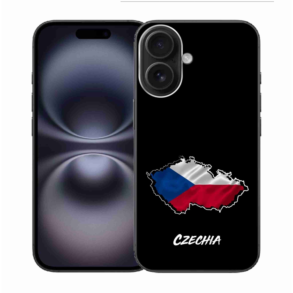 Gelový kryt mmCase na iPhone 16 - Czechia černé pozadí