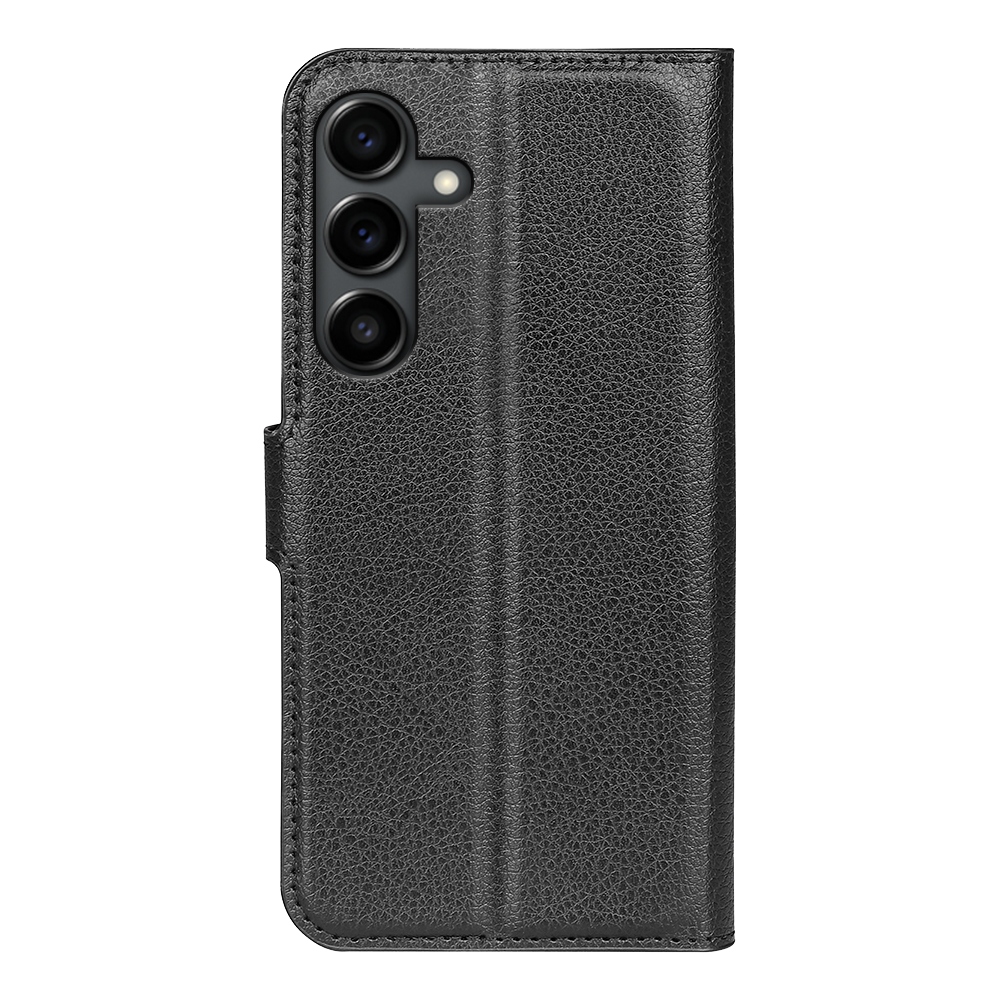 Litchi knížkové pouzdro na Samsung Galaxy S25 FE - černé