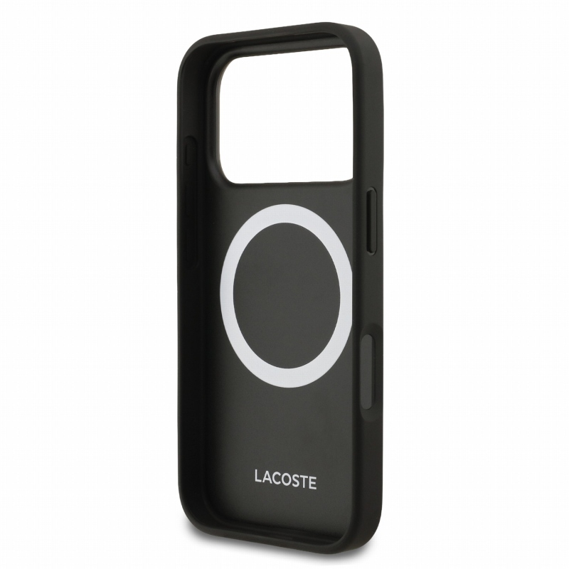 Lacoste PVC Iconic Petit Pique Metal Logo MagSafe Zadní Kryt pro iPhone 18 Pro Black