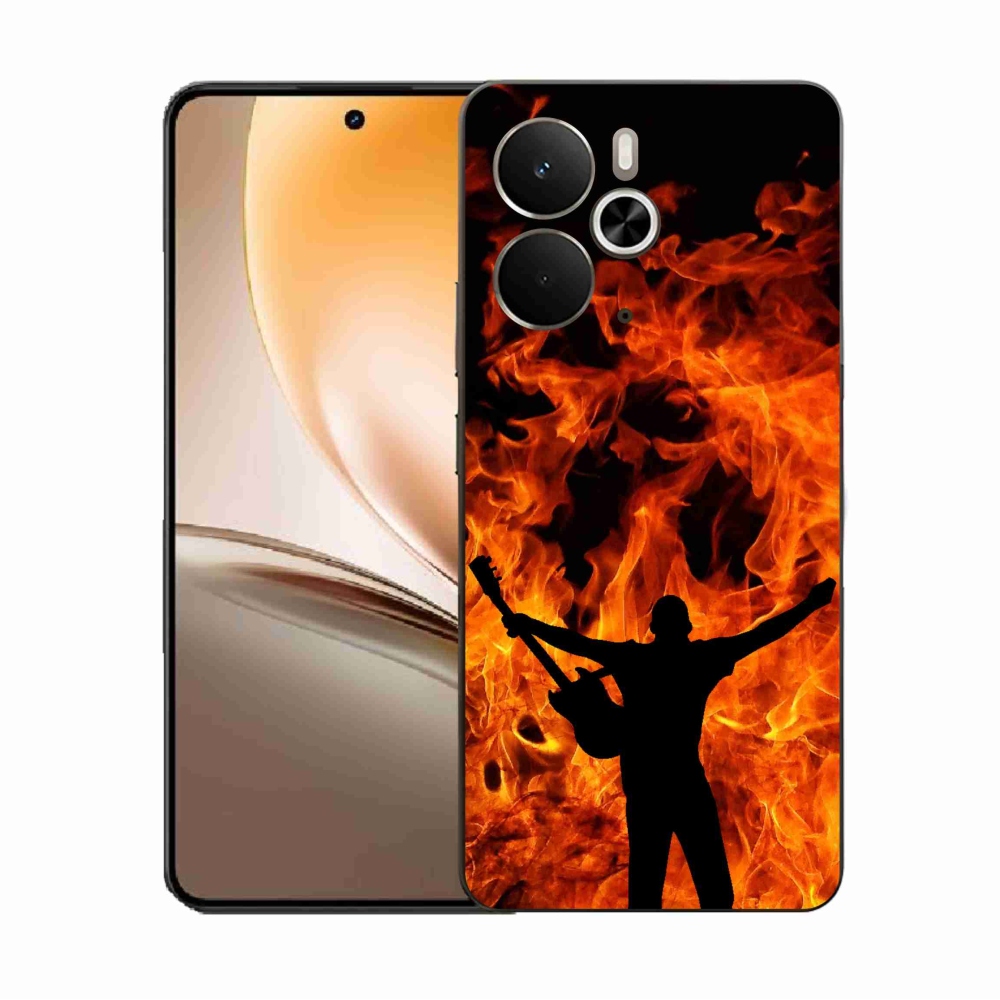 Gelový kryt mmCase na Realme 14 5G - muzikant a oheň