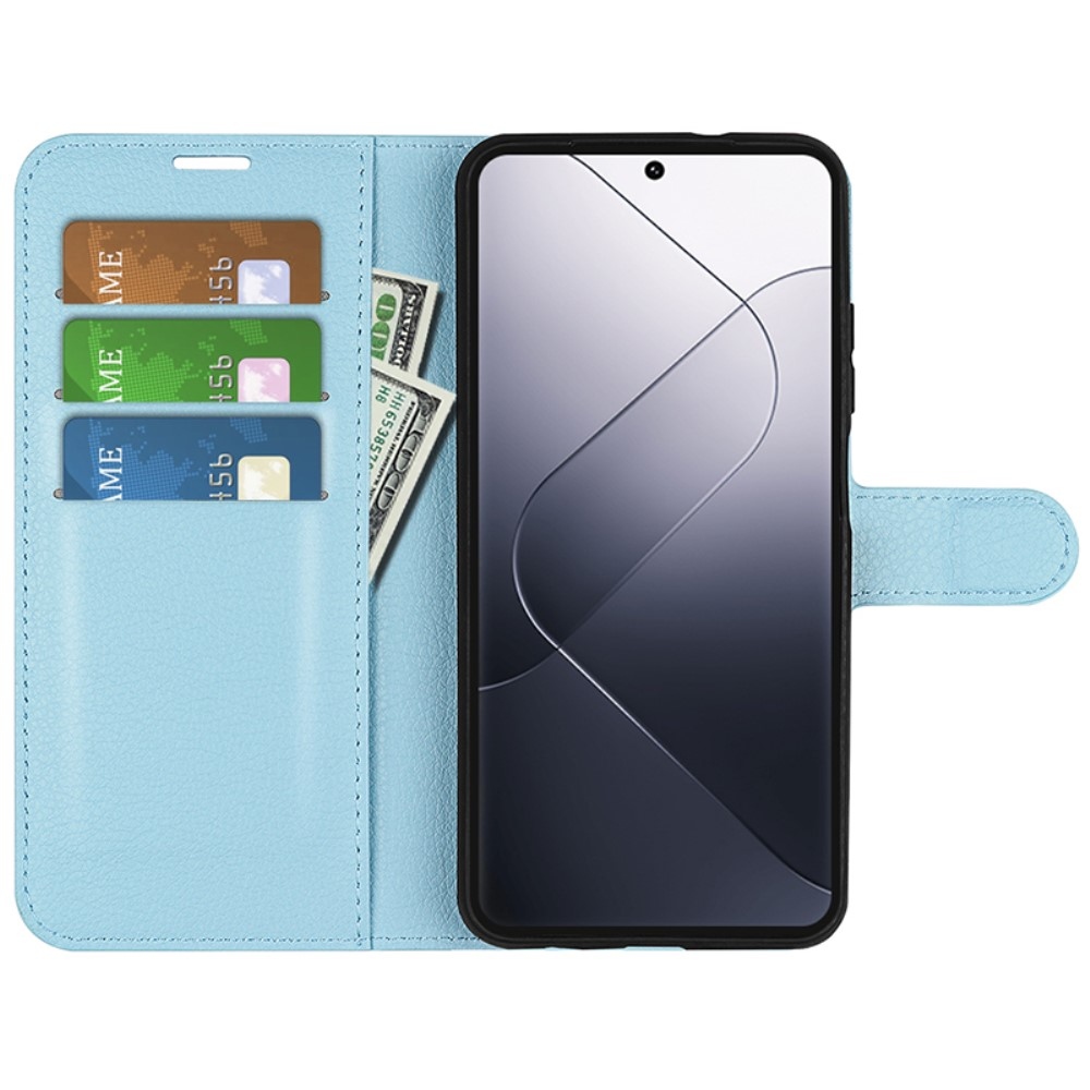 Litchi knížkové pouzdro na Xiaomi 14 Pro - modré