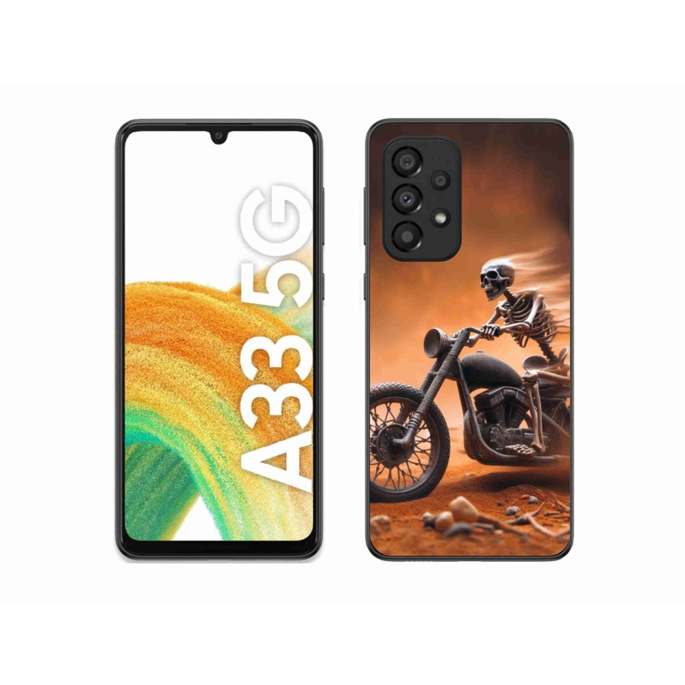 Gelový kryt mmCase na Samsung Galaxy A33 5G - kostra na motorce