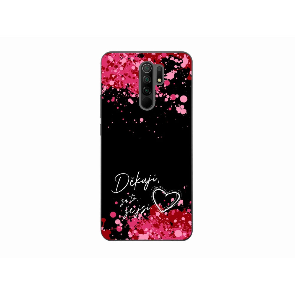 Gelový kryt mmCase na Xiaomi Redmi 9 - zamilovaný text 2 černé pozadí