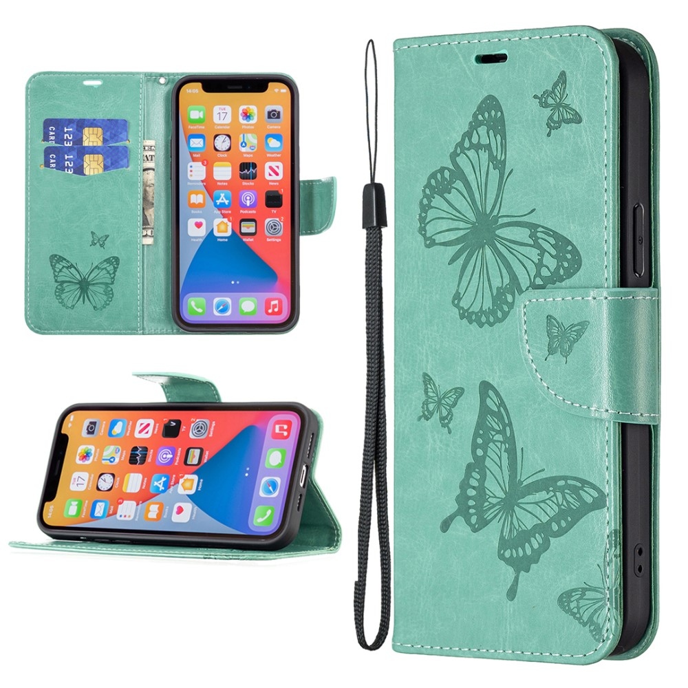 Butterfly knížkové pouzdro na Xiaomi Redmi Note 13 - modrozelené