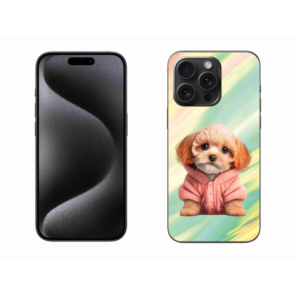 Gelový kryt mmCase na iPhone 15 Pro Max - štěně ve svetru