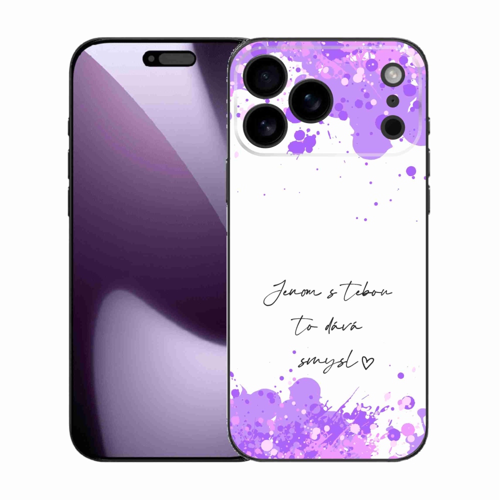 Gelový kryt mmCase na iPhone 17 Pro Max - zamilovaný text bílé pozadí
