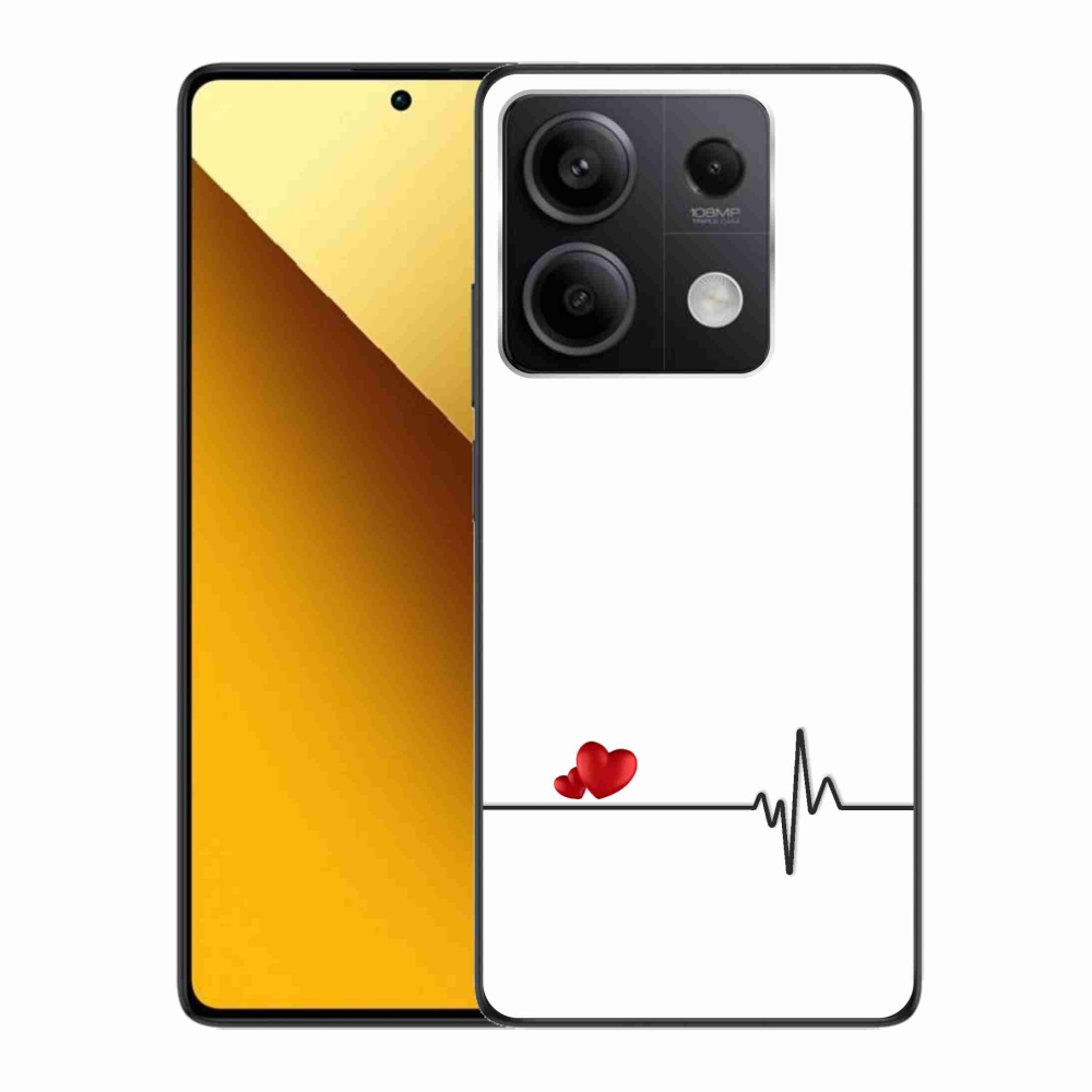 Gelový kryt mmCase na Xiaomi Redmi Note 13 5G - srdce a tep bílé pozadí