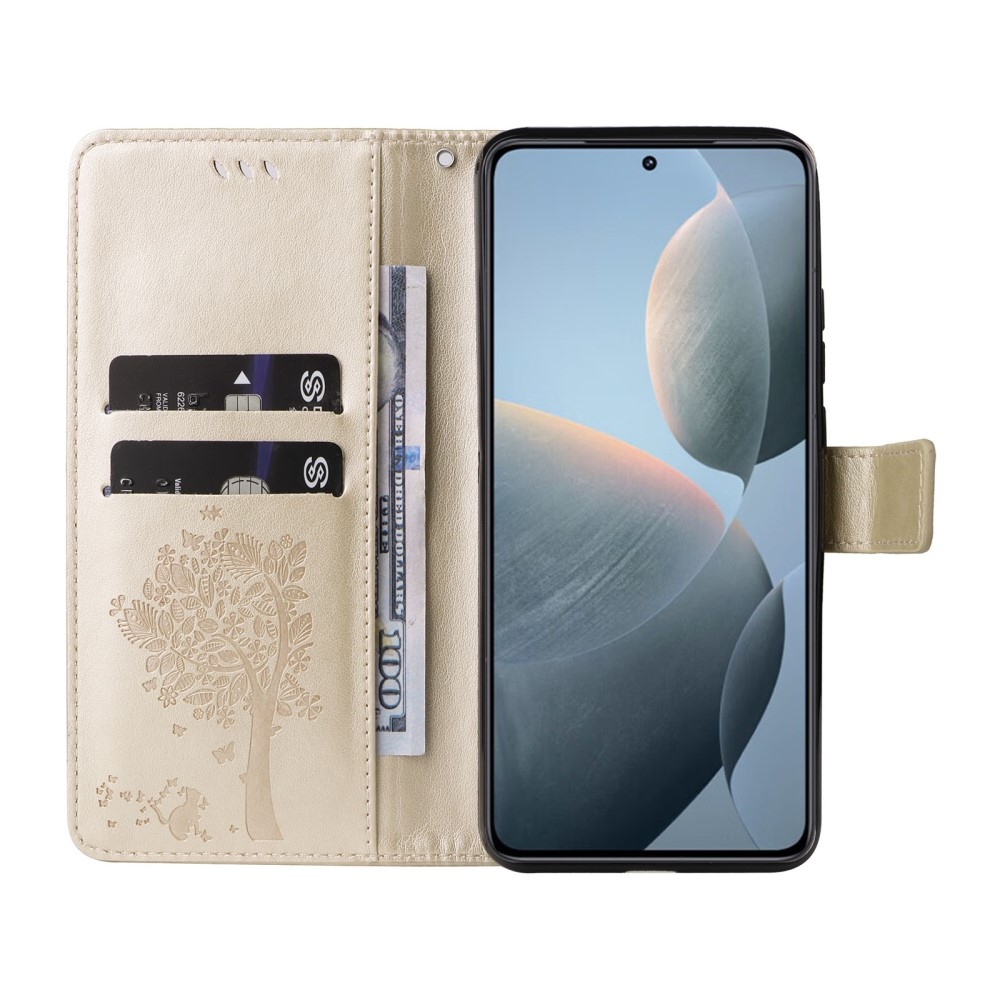 Trees knížkové pouzdro na Xiaomi 14T - zlaté