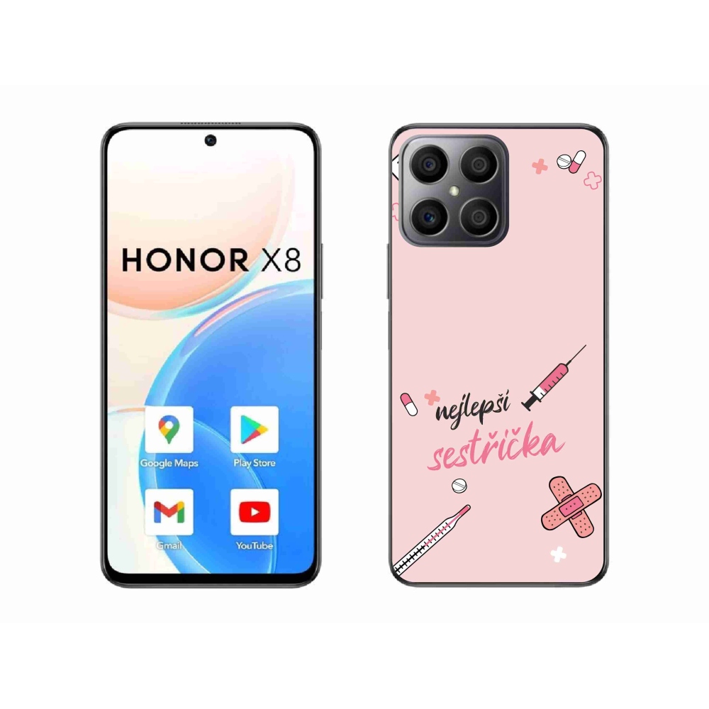Gelový kryt mmCase na Honor X8 4G - nejlepší sestřička růžové pozadí