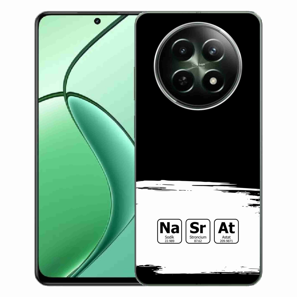 Gelový kryt mmCase na Realme 12 5G/12x 5G - chemické prvky bíločerné pozadí
