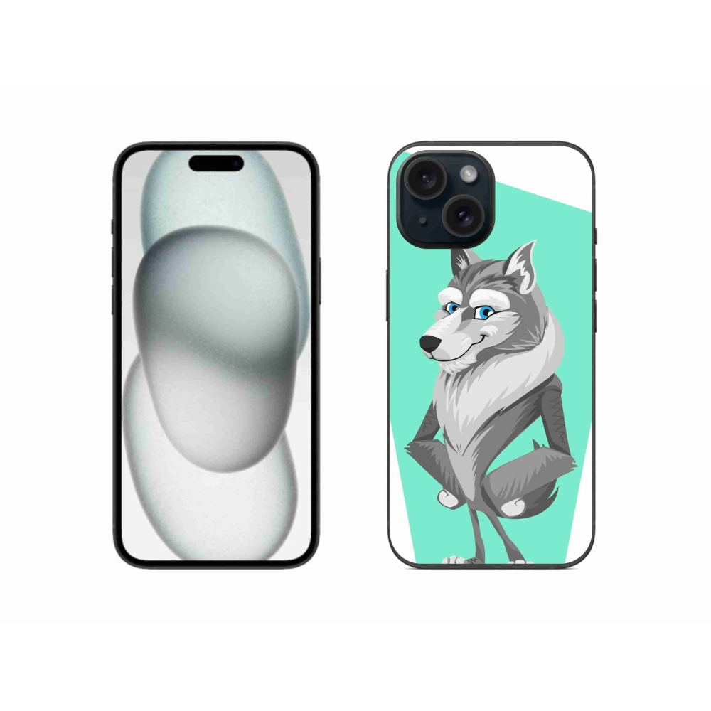 Gelový kryt mmCase na iPhone 15 - kreslený vlk