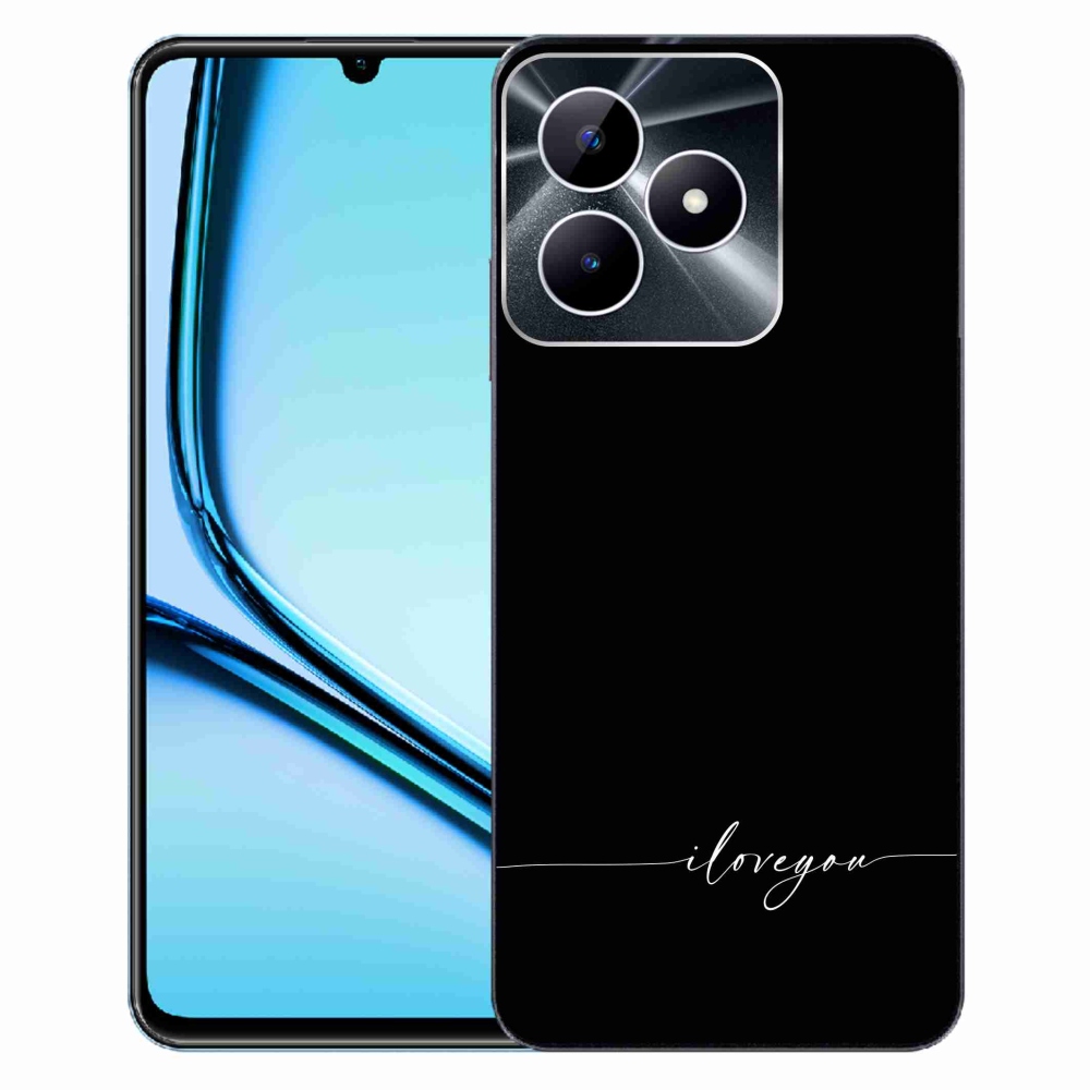 Gelový kryt mmCase na Realme Note 50 - I love you černé pozadí