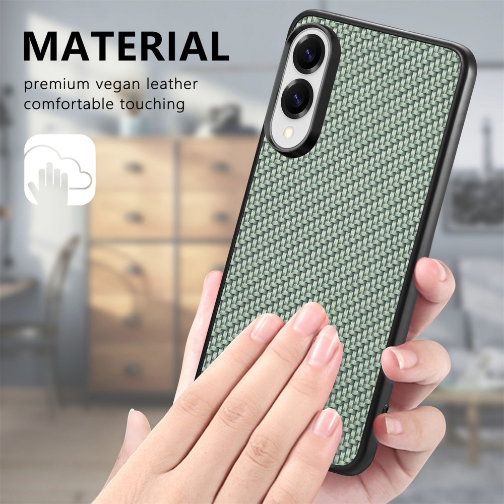 Coat gelový obal s umělou kůží a pevnými zády na Samsung Galaxy S25 Edge - zelený