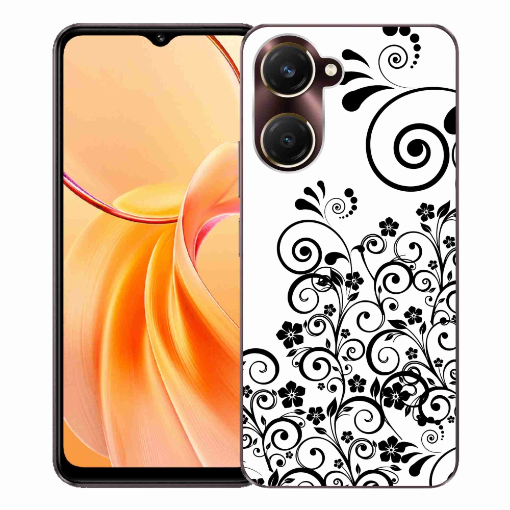 Gelový kryt mmCase na Vivo Y28s 5G - černobílé květinové vzory