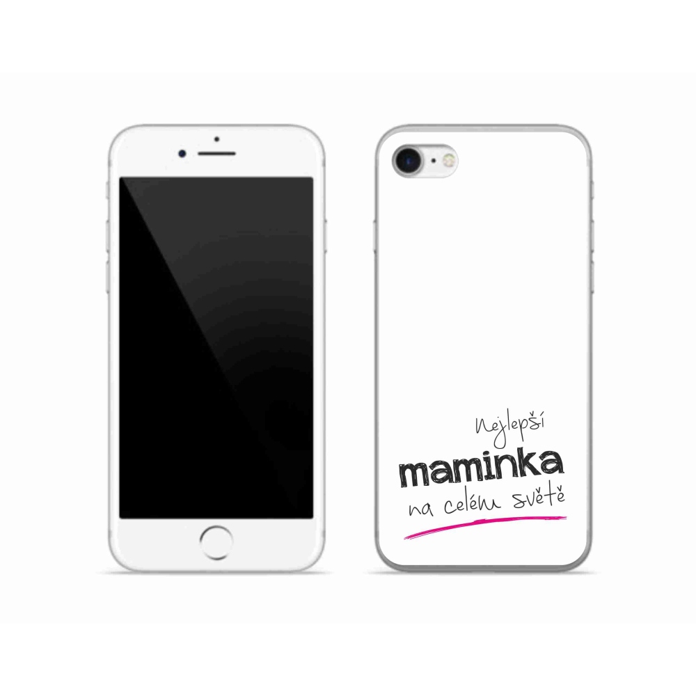 Gelový kryt mmCase na iPhone SE (2022) - nejlepší maminka 4 bílé pozadí