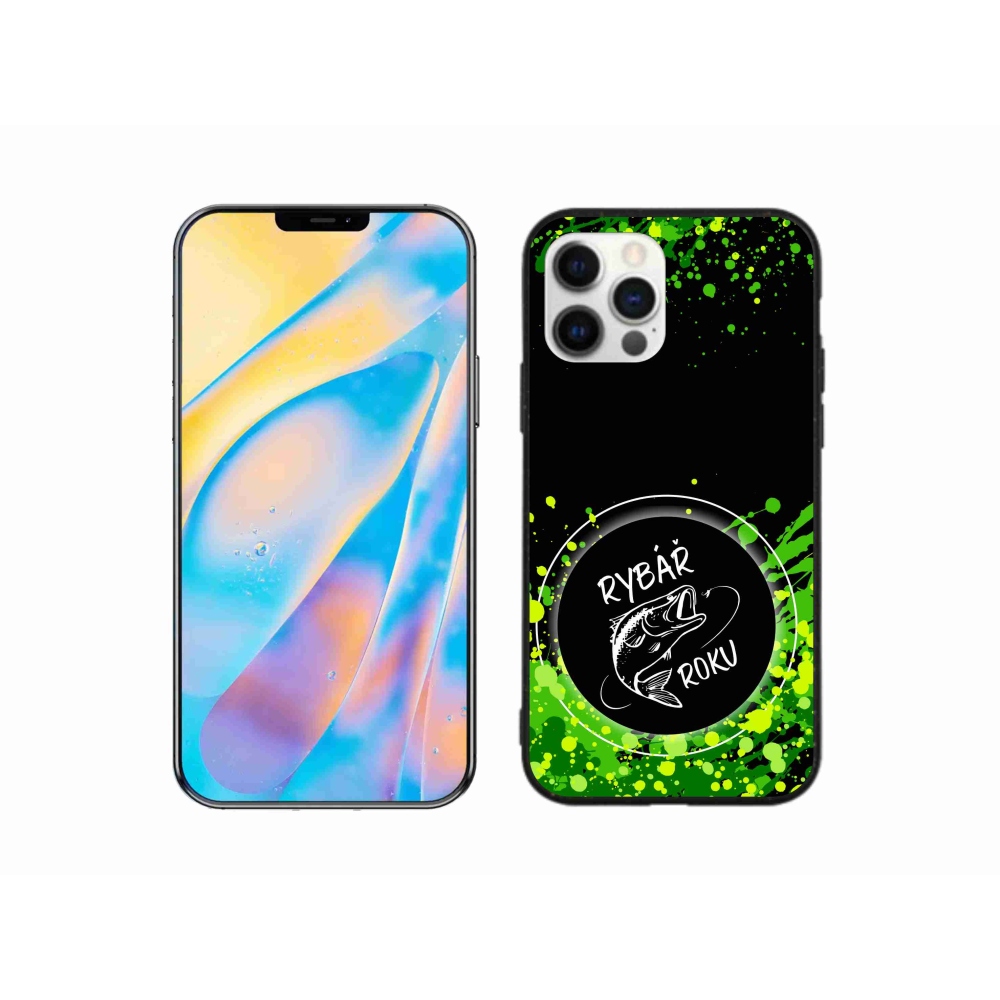 Gelový kryt mmCase na iPhone 12 - rybář roku černé pozadí