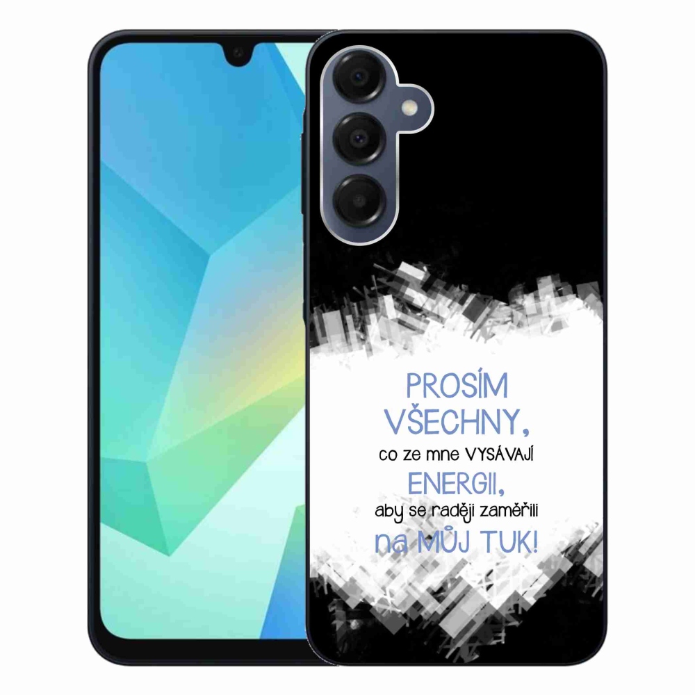Gelový kryt mmCase na Samsung Galaxy A16 4G/5G - vtipný text 1 modrý