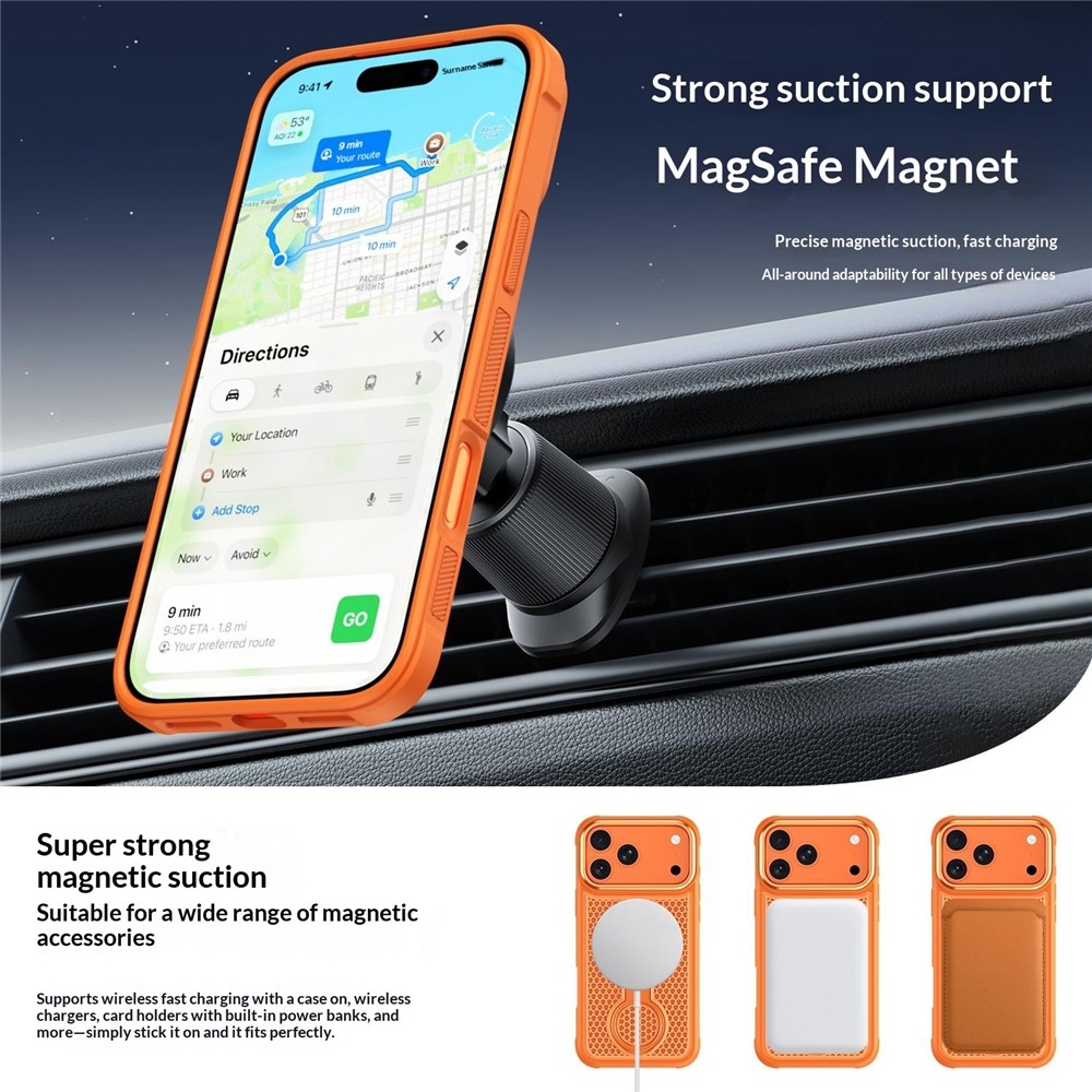 360 gelový obal s pevnými zády a MagSafe na mobil iPhone 18 Pro Max/17 Pro Max - oranžový