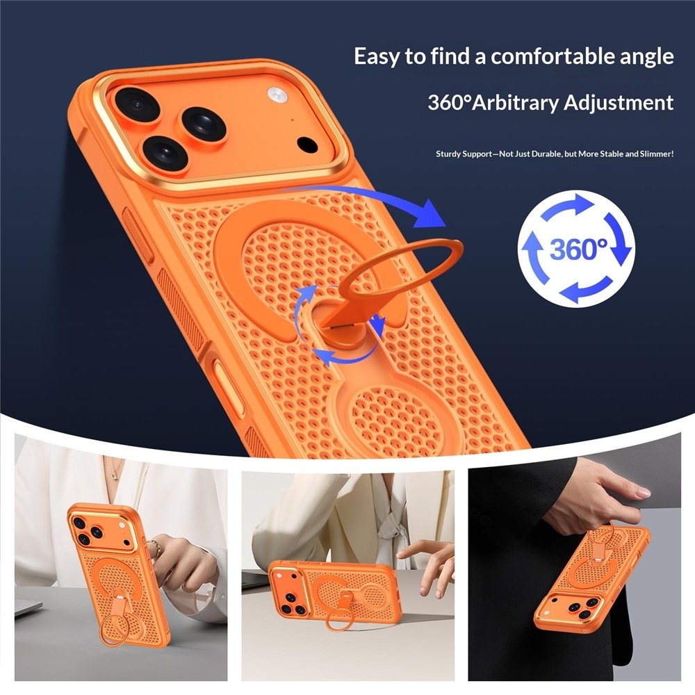 360 gelový obal s pevnými zády a MagSafe na mobil iPhone 18 Pro Max/17 Pro Max - oranžový