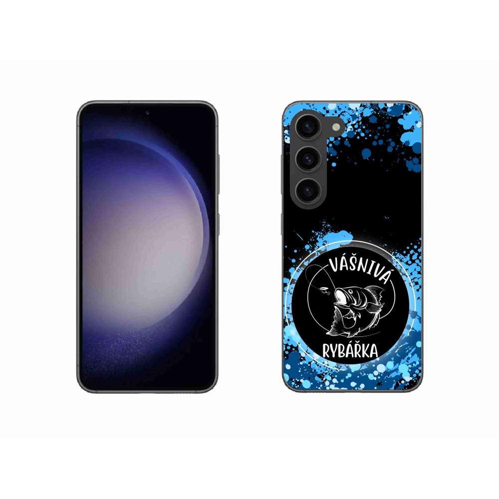 Gelový kryt mmCase na Samsung Galaxy S23 5G - vášnivá rybářka černé pozadí